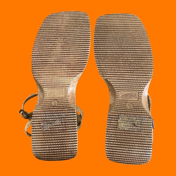 90's 00's vintage raffia braided ankle strap y2k platform sandals US Size 9 - Picture 8 of 8